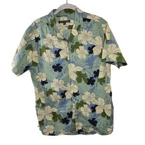 Slate & Stone Green Garden Floral Short Sleeve Button-up Shirt Size Large